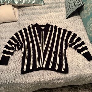 Maurices Black and White Striped Cardigan